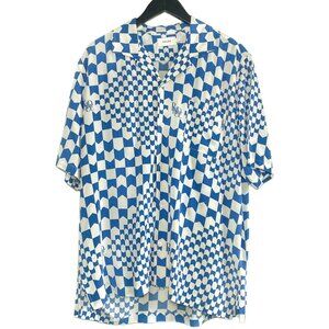 Rhude White Blue Checker Racing Short Sleeves Shirt